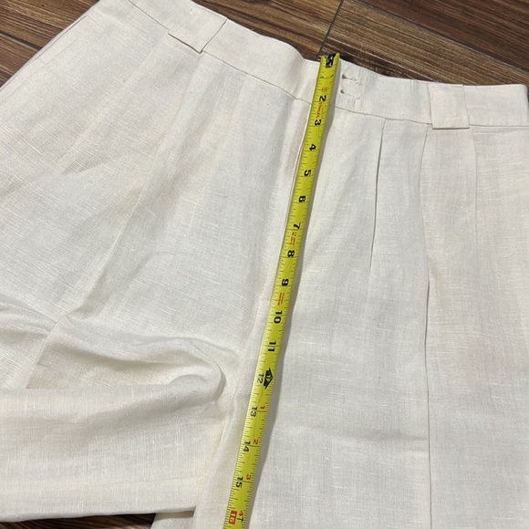 Linen blend neutral bermuda shorts, vintage, high waisted,size 16 - Picture 7 of 9
